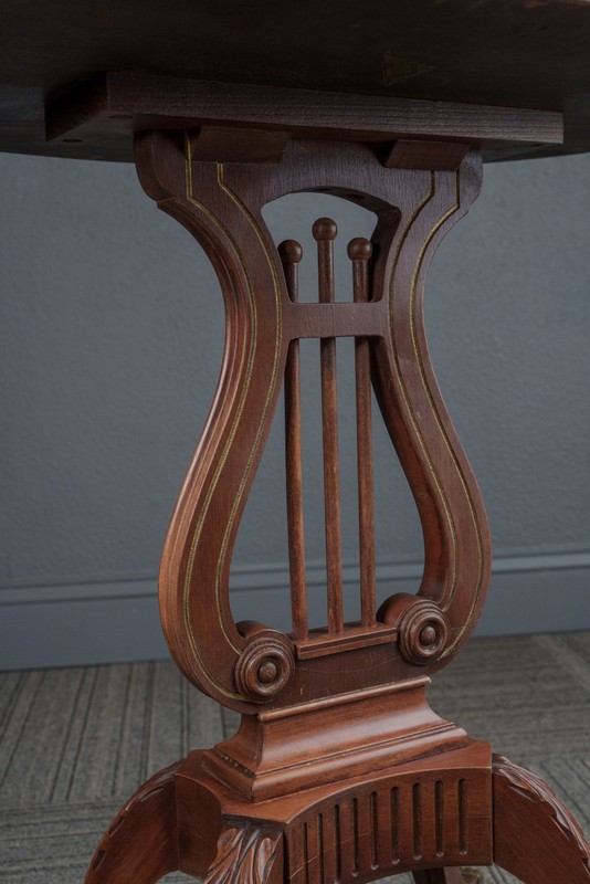 Colonial Duncan Phyfe Style Mersman Mahogany Harp Lyre Oval Side End Table gallery
