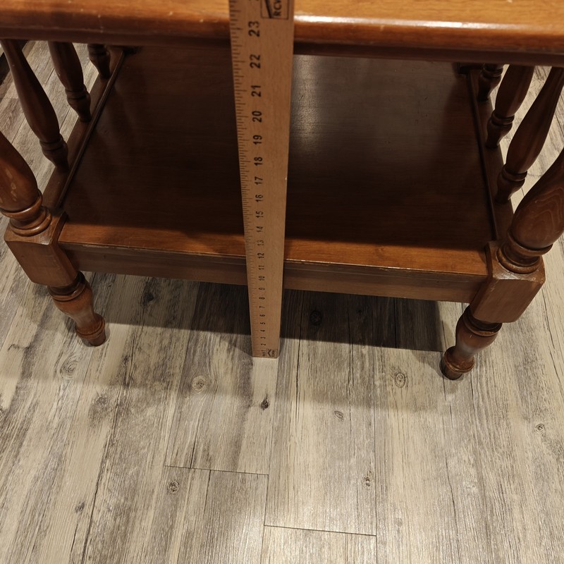 ETHAN ALLEN Heirloom Nutmeg Maple Colonial Early American 27” Tiered Accent End gallery