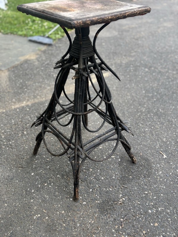 Antique Adirondack Twig Table ADK Primitive Folk Art Rustic Tramp Art Wood Stand gallery