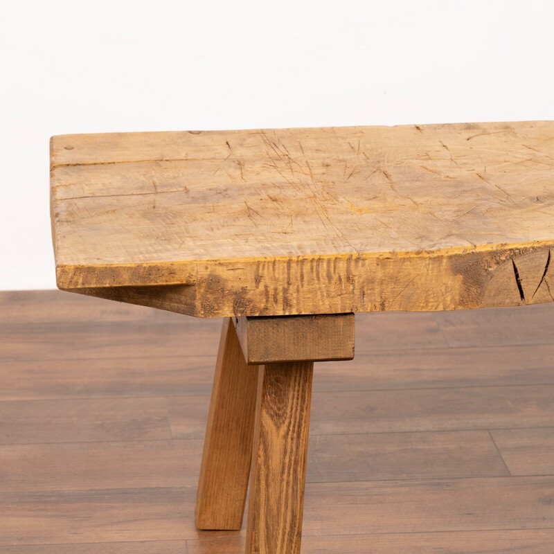 Antique Rustic Slab Wood Coffee Table with Splay Legs gallery