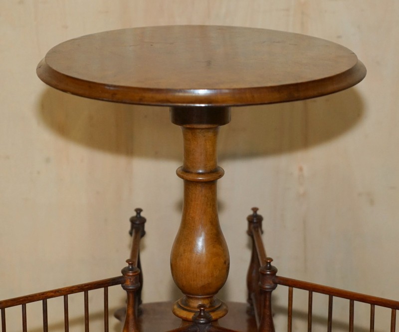 ANTIQUE RESTORED VICTORIAN BURR WALNUT LIBRARY REVOLVING BOOK TABLE BOOKCASE gallery