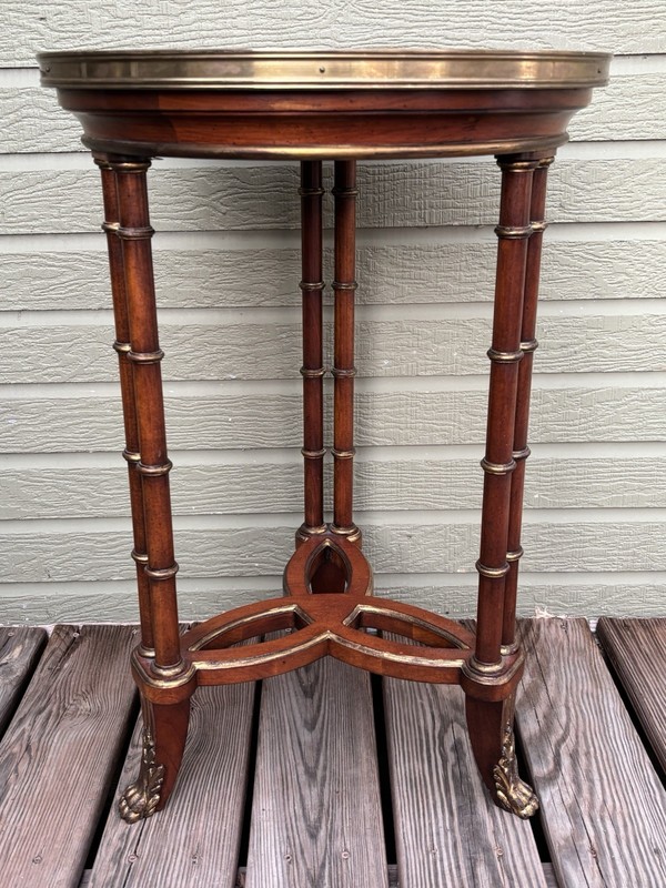 Beautiful John Widdicomb Marble Bronze Regency MCM Side End Table Signed Trinity gallery