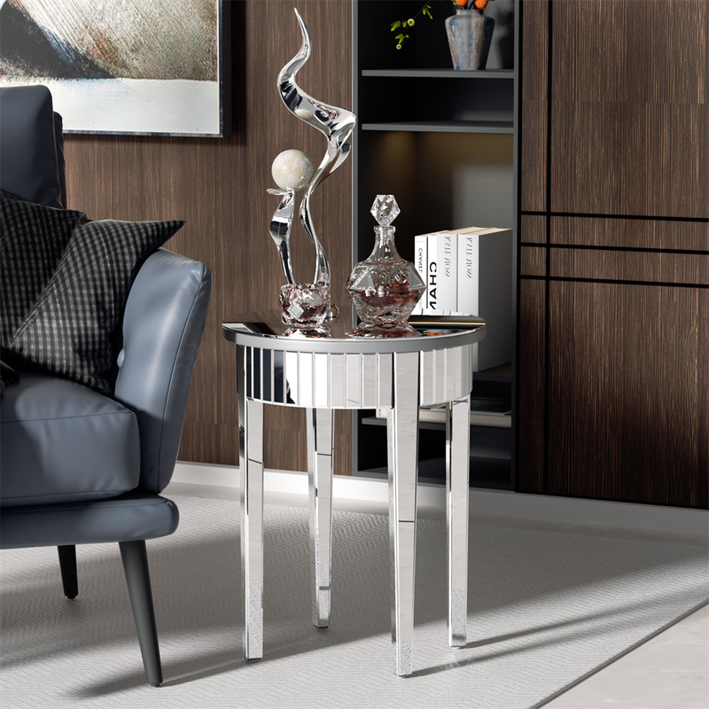 Luxury Silver Crystal Mirrored Sofa Side End Bedside Accent Table Bedroom Decor gallery
