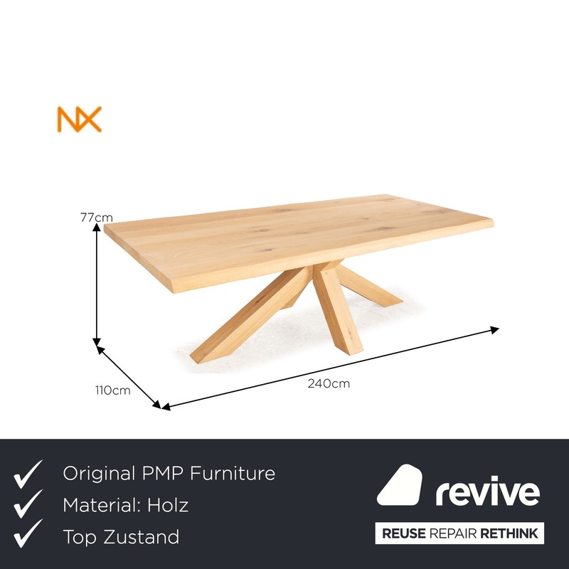 PMP Furniture Wood Dining Table Brown Oak 240 x 77 x 110 cm gallery