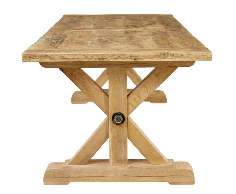 LARGE SOLID HANDMADE OAK X FRAME DINING TABLE gallery
