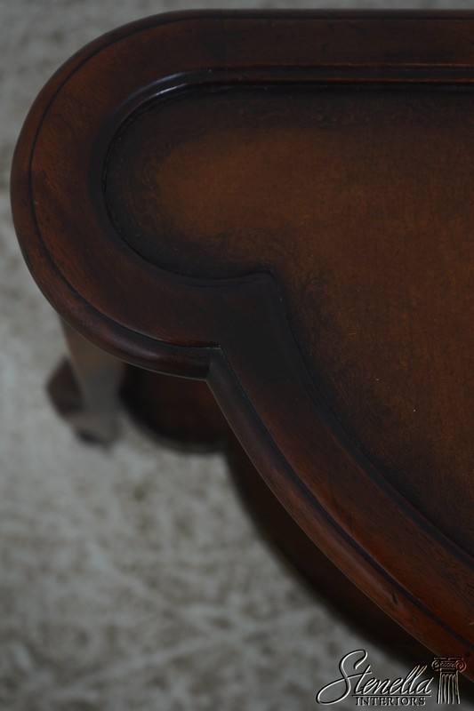 L72655: THEODORE ALEXANDER Leather Top 2 Tier Mahogany Triangle Table gallery