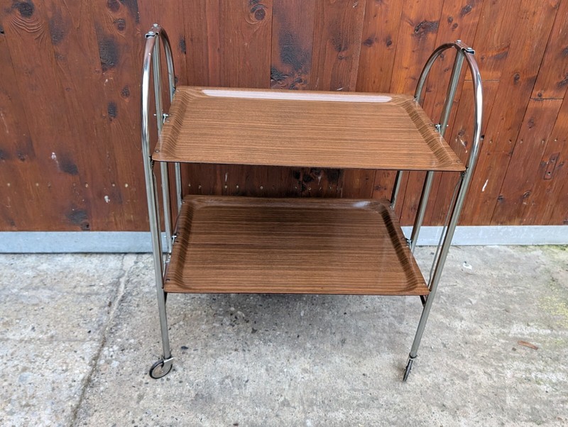 Dinet Set Serving Cart Tea Cart Table Side Table Walnut Bar Chrome 70S WOW 1/5 gallery