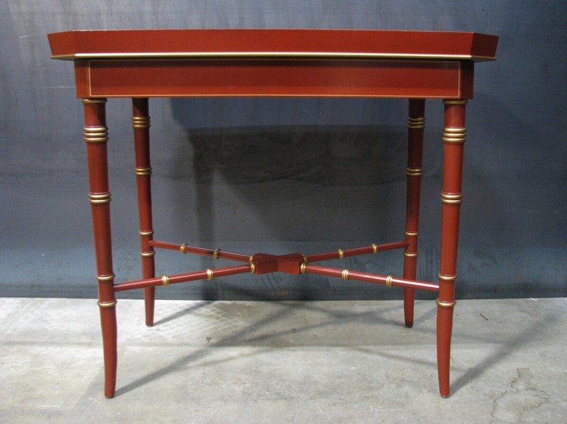 Kindel Furniture "Varney & Sons" Regency Style Tray Top Tea Table; Bamboo Legs gallery