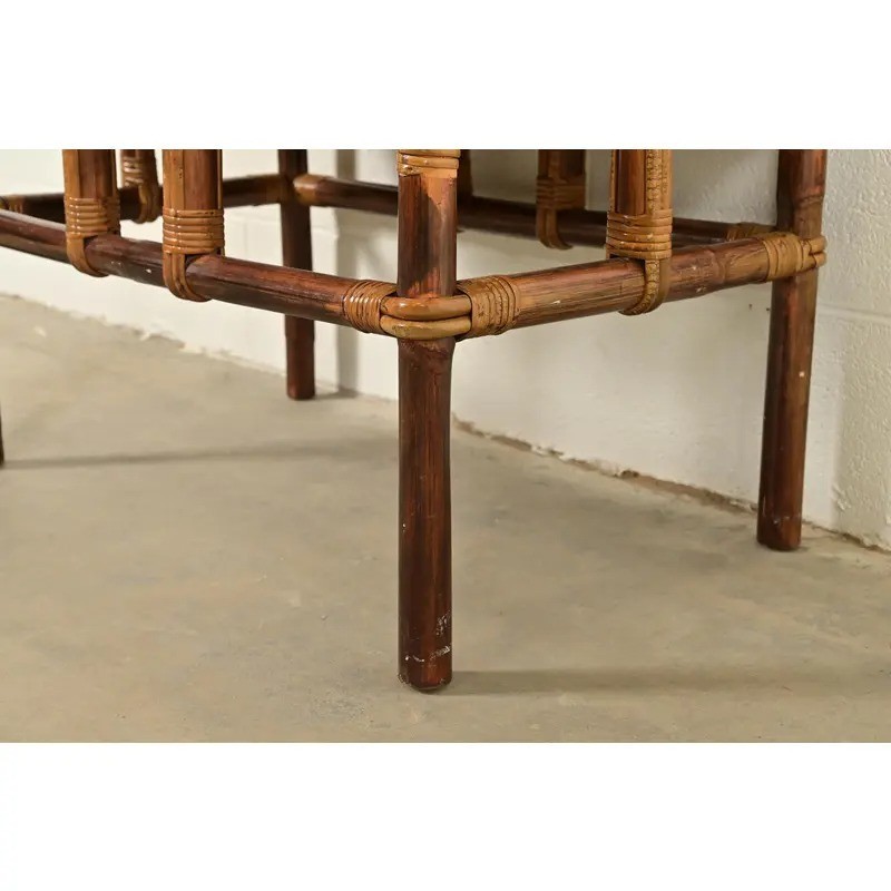 John Wisner for Ficks Reed Hollywood Regency Tile Top Side Table, 1950s gallery