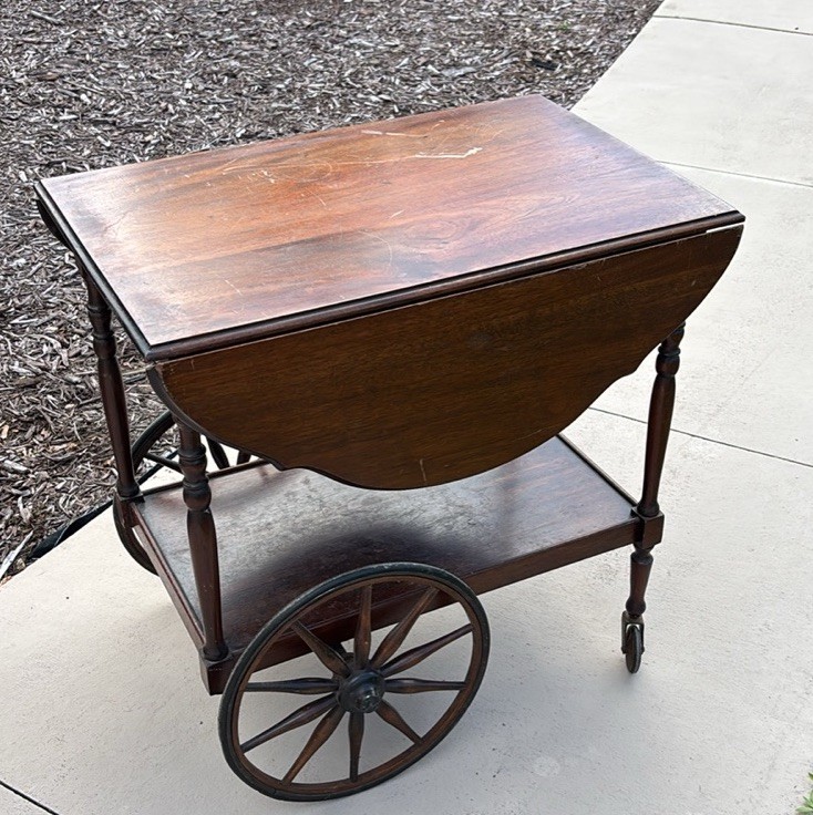 1920’s Antique Mohogny Drop Leaf Tea Cart 360 Turing gallery