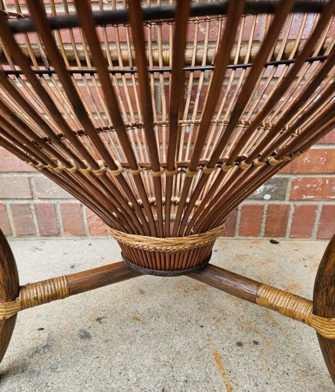 1960s Franco Albini Style Rattan Bamboo Fishing Basket Trap Table Handmade gallery