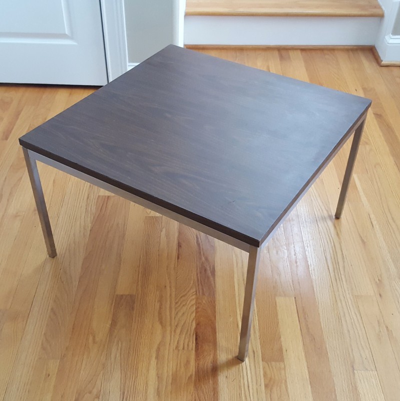 Vintage MCM Florence Knoll Square Table Silver/Brown 1950s/60s Elegant & Sleek! gallery