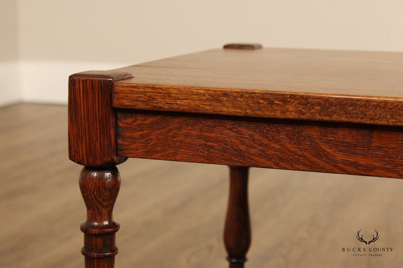 William & Mary Style Oak Square Top Taboret Side Table gallery