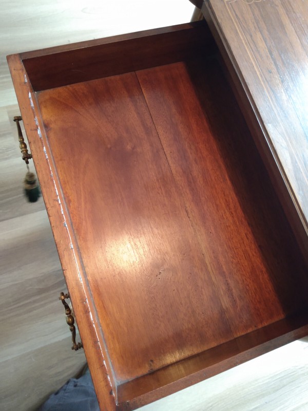 FINE REGENCY (1830) DRAWING ROOM TABLE, ROSEWOOD & MAHOGANY w ORIGINAL BRASS gallery