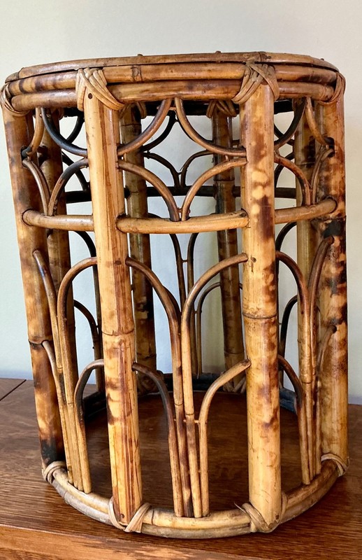 Vintage Tortoise Burnt Bamboo Drum Side table gallery
