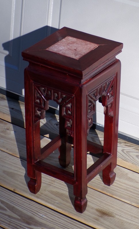 Vintage Oriental Marble Top Plant Stand Small Table Bonsai Display Stand
