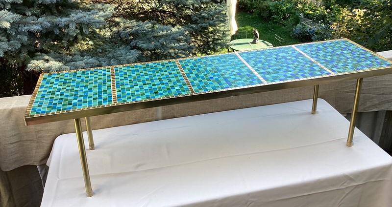 MID -CENTURY MODERN 72” LONG ITALIAN GLASS MOSAIC TILE COFFEE TABLE Circa 1967 gallery