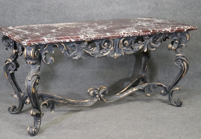 Solid Bronze Georgian Style Rams Head Rouge Marble Center Table gallery