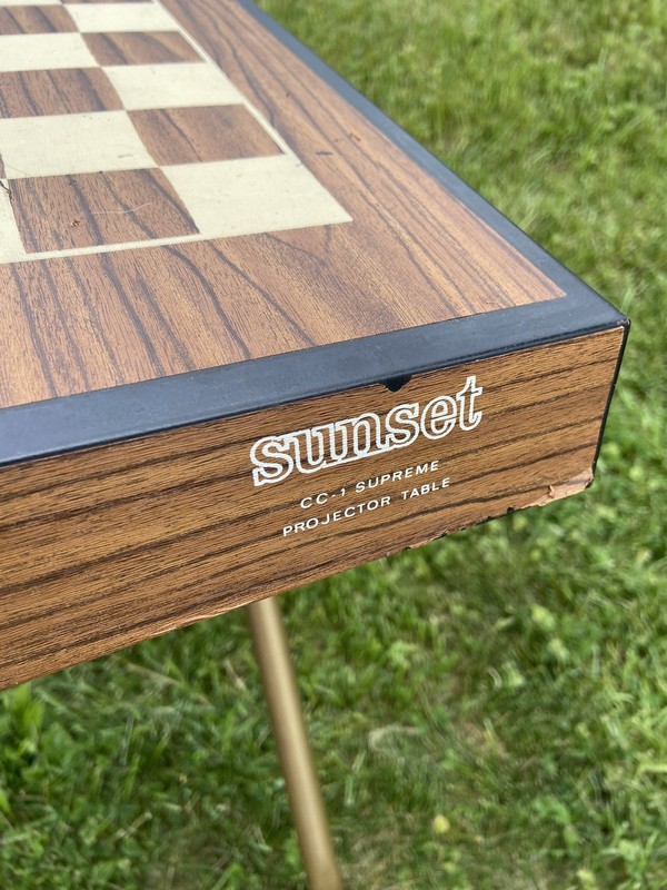 Vintage Sunset Folding SV Projector Table Light Up Checkers Board Game Table gallery