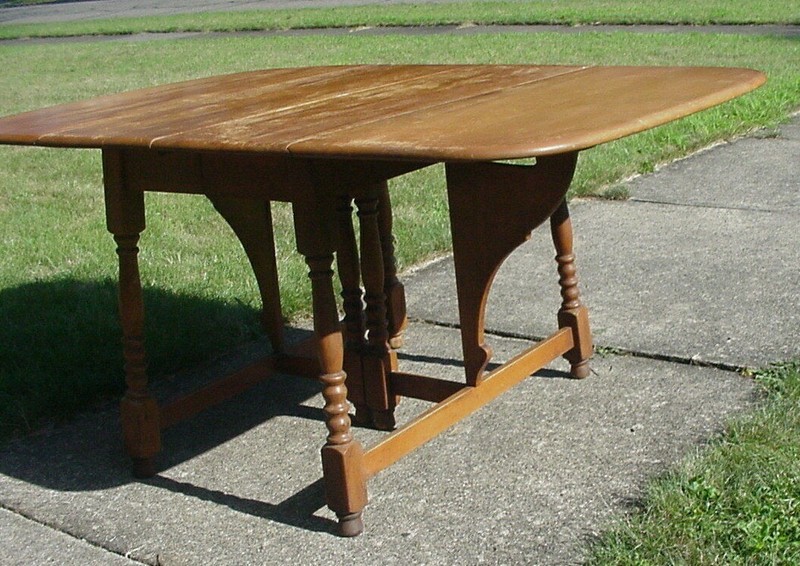 Antique Heywood Wakefield Drop Leaf Table Gate Leg Solid Maple OHIO pick up MCM gallery