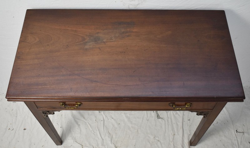 George II Mid-18th Century Mahogany Chinese Chippendale Game Table Flip Top gallery