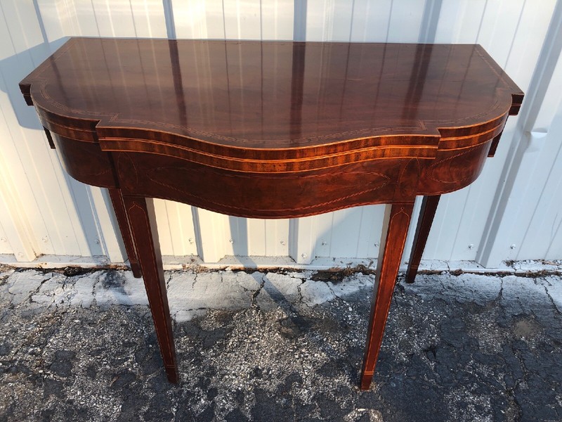 Rare New York Hepplewhite Inlaid 5 Leg Card Table 29 3/4” X 36 1/4” X 17 1/2”