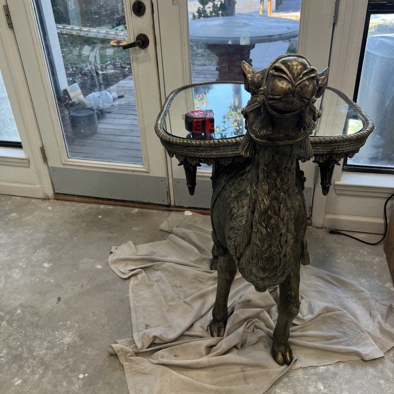 Side Table Bronze Camel Lost Wax Method Brass Sculpture Rare Estate Sale