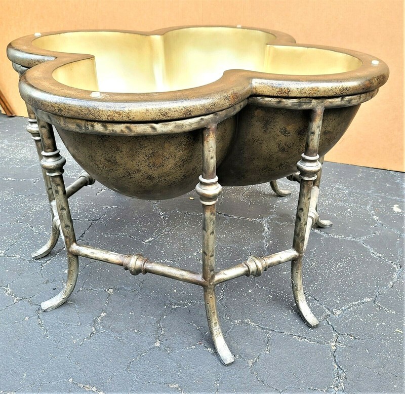 3 Dimensional Lotus Flower Glass Top Indoor Outdoor Cocktail Side End Table 48" gallery