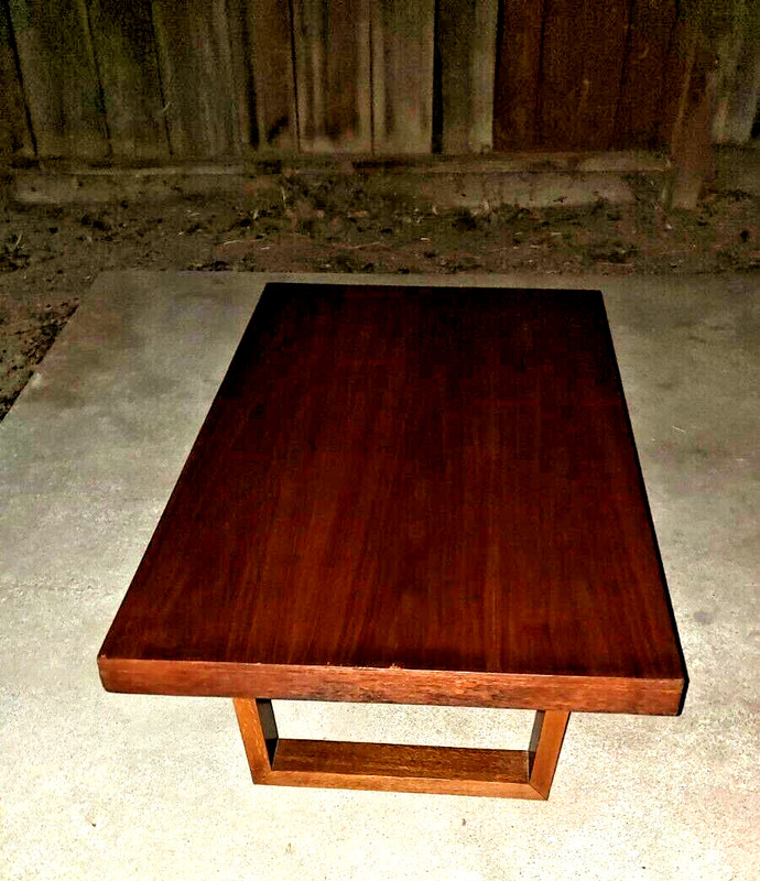 Mid-Century Modern Long Rectangular Walnut Coffee Table Vintage gallery