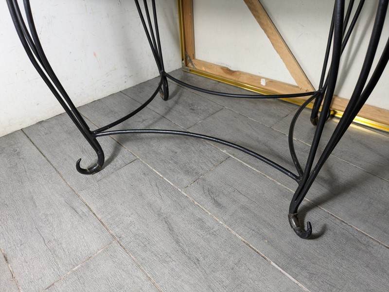 Vintage Moroccan Asian Oriental Style Embossed Brass Tin Wrought Iron Table gallery