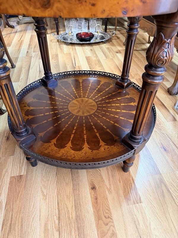 THEODORE ALEXANDER Inlaid 2 Tier Mixed Wood End Table Gallery gallery