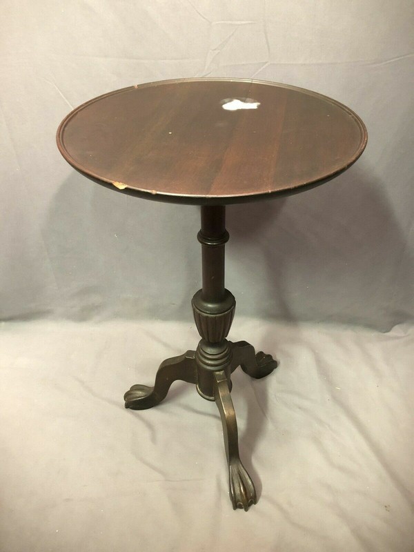 Antique Mahogany Tilt Top Three Leg Claw Foot Table