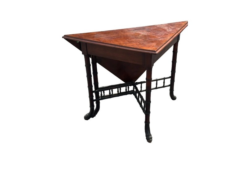 Antique handkerchief table victorian aux bamboo original 1890