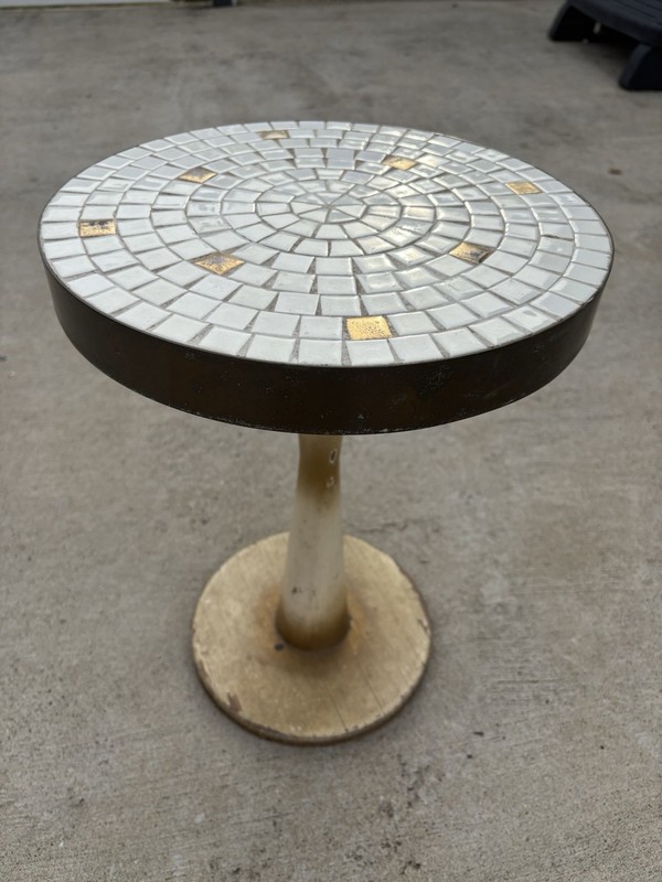 Vintage 1950s MCM Gordon & Jane Martz Style Mosaic Tile & Brass Table