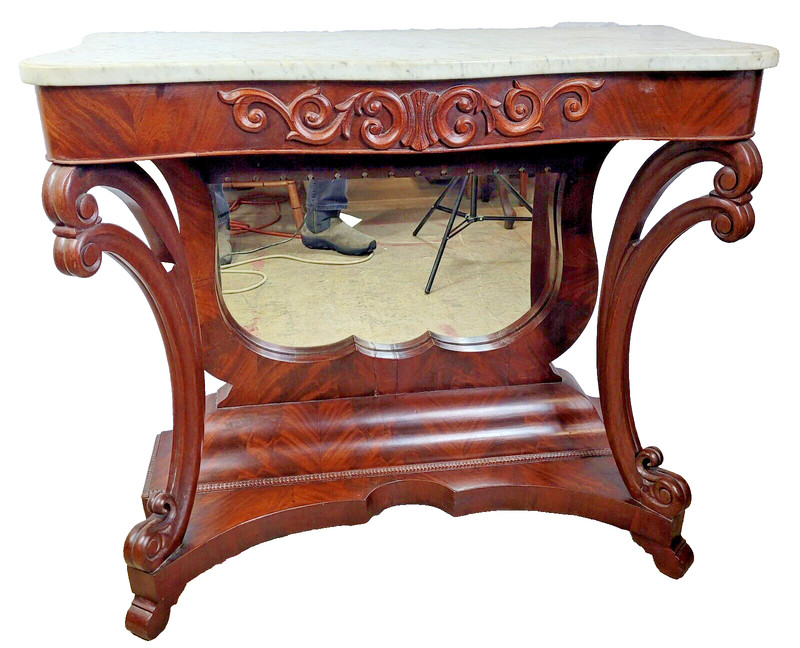 CONSOLE AMERICAN EMPIRE EARLY VICTORIAN CONSOLE MARBLE TOP