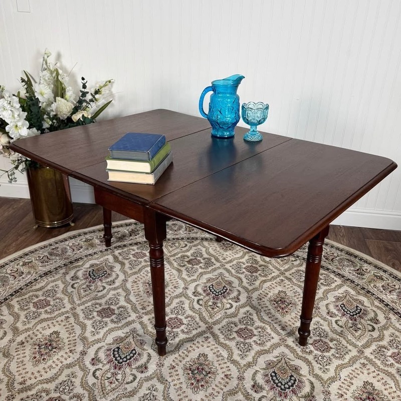 Antique Mahogany Drop-Leaf Table / Compact Dining, Writing, or Console Table gallery