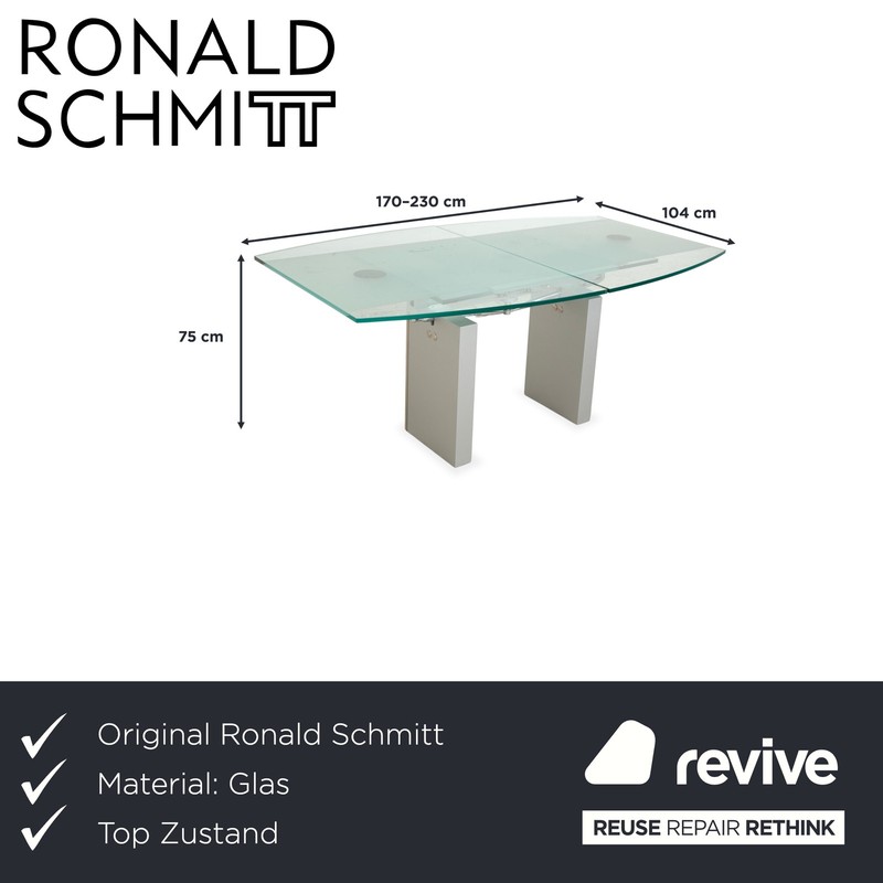 Ronald Schmitt K5000 Glass Dining Table Silver Chrome Manual Function gallery