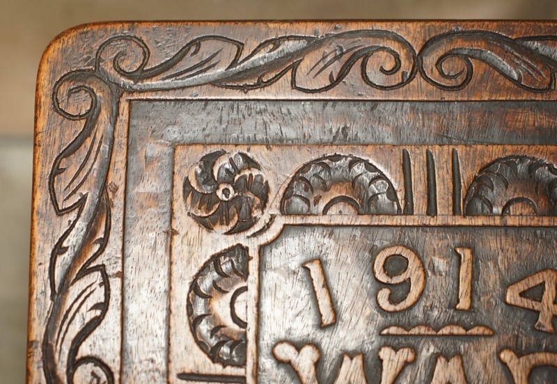 HAND CARVED 1914 - 1919 WWI SIDE TABLE MUST SEE PICTURES ONE OF A KIND PIECE gallery