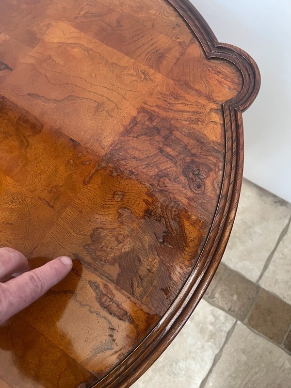 Vintage Hekman Round Table with Drawer French Style Burl Mahogany gallery