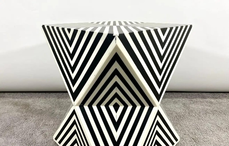 Art Deco Style Black and White Resin Sculptural Side, End Table or Stool gallery