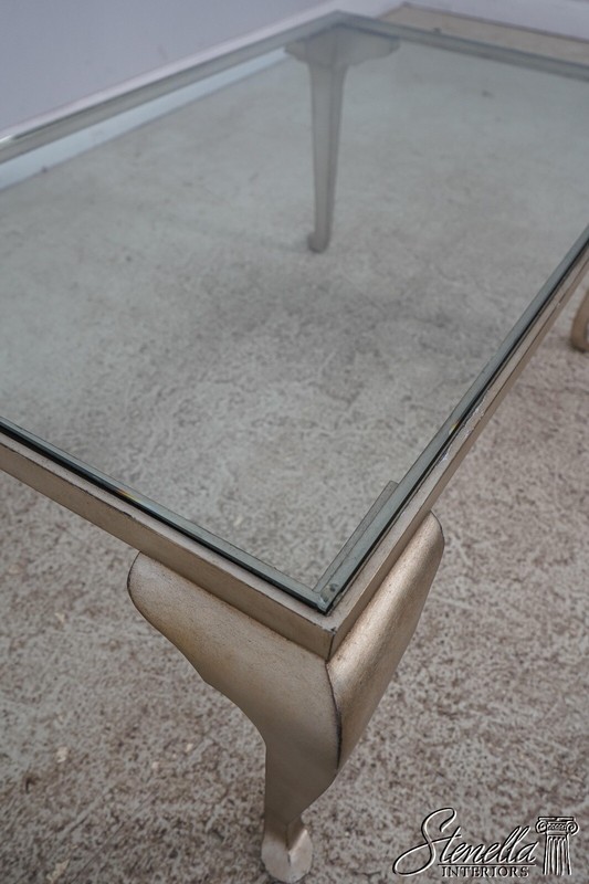 60023EC: Heavy Iron Base Decorator Glass Top Coffee Table gallery