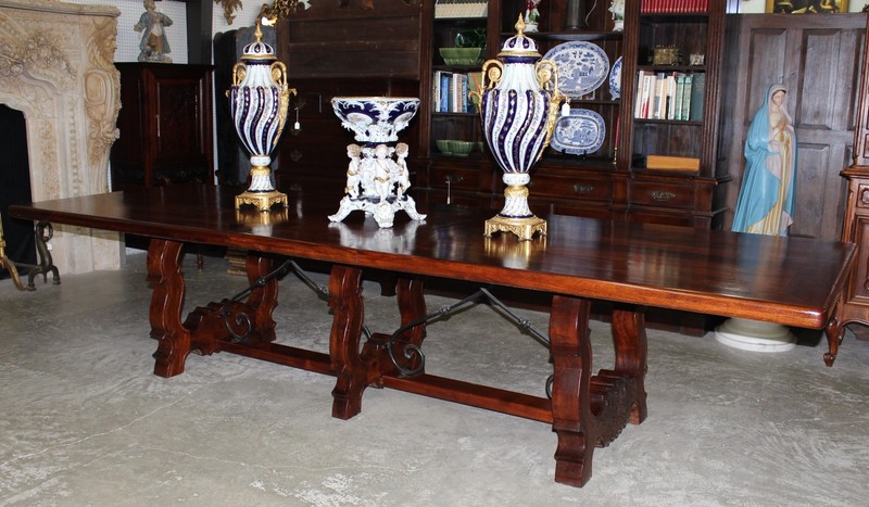 Exceptional Antique Style Hardwood 12' x 46" x 2" thick Dining/Conference Table gallery