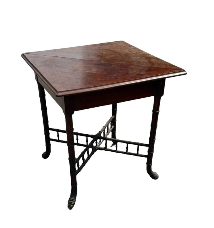 Antique handkerchief table victorian aux bamboo original 1890 gallery