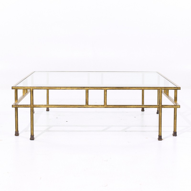 Maison Jansen Style Mid Century Large Italian Brass and Glass Coffee Table gallery