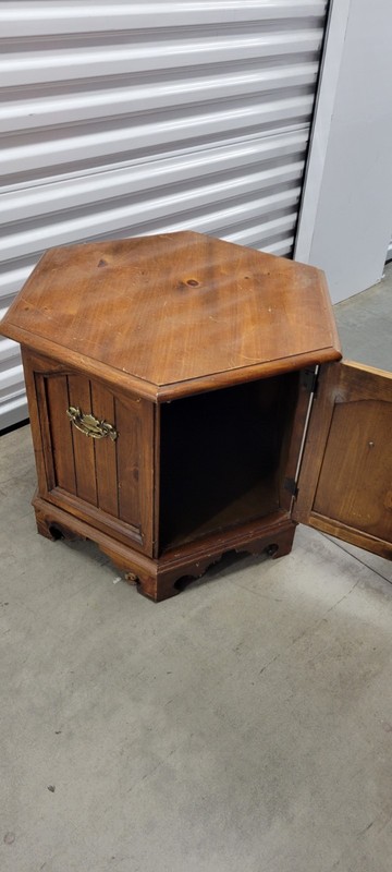 Vintage Oak Hexagon Cabinet End Table gallery