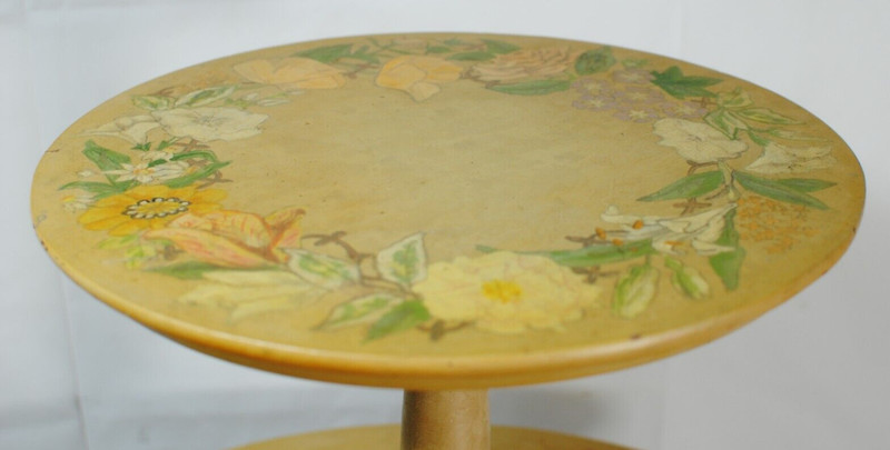 Antique Two-Tier Hand Painted Pedestal Claw Foot Shabby Chic Occasional Table gallery