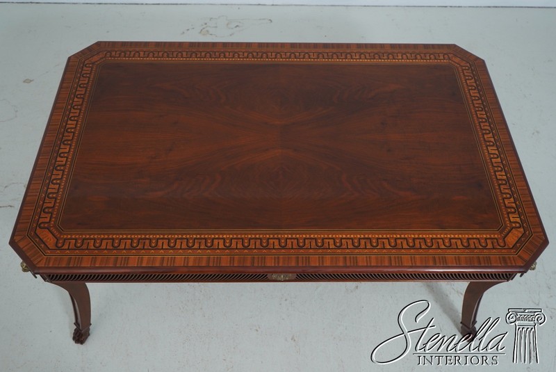 L71205: JOHN WIDDICOMB Neoclassical Inlaid Mahogany Cocktail Coffee Table gallery