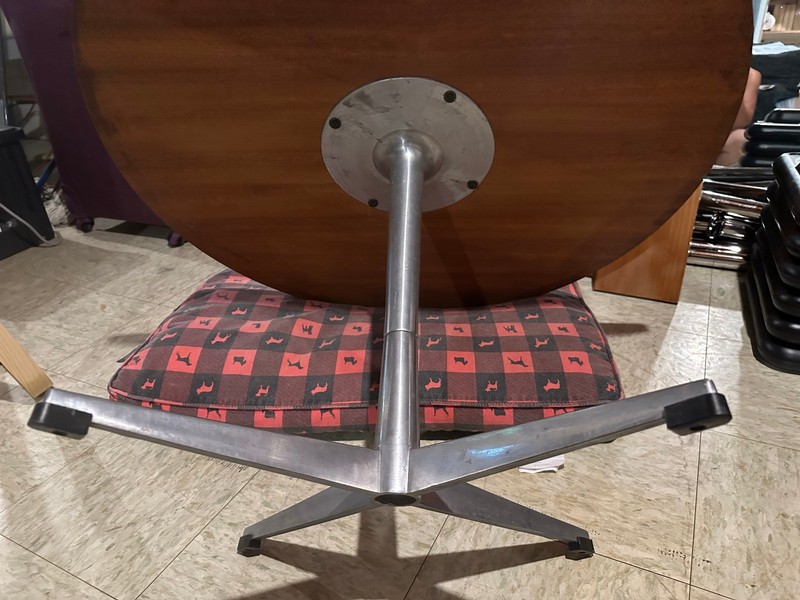 Vintage MCM Round Coffee Table Aluminum 4-Star Pedestal Base Jacobsen Style 1960 gallery