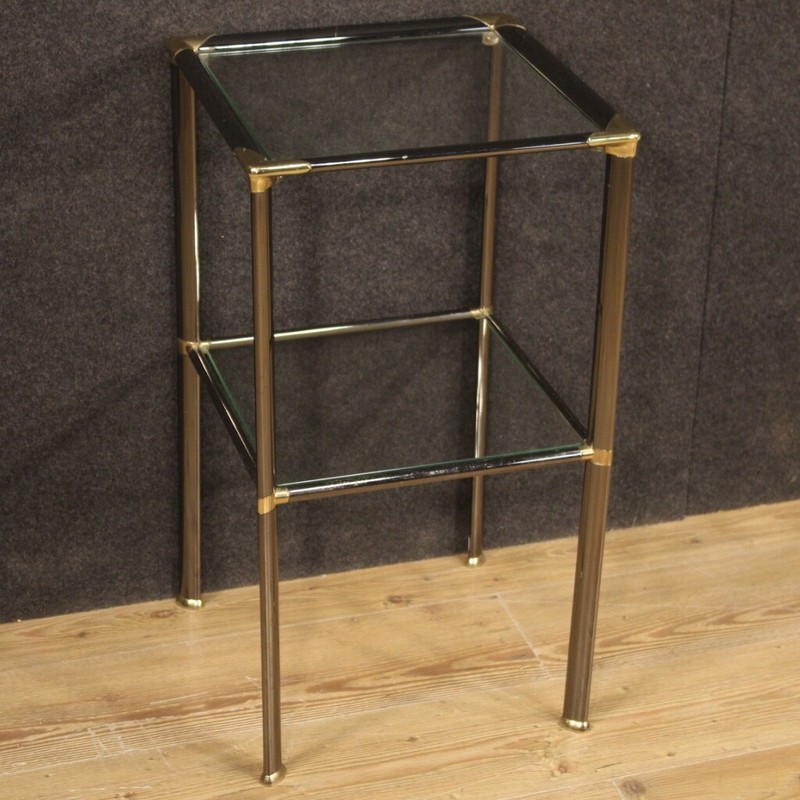 Side table design modern vintage 20th century furniture metal glass living room