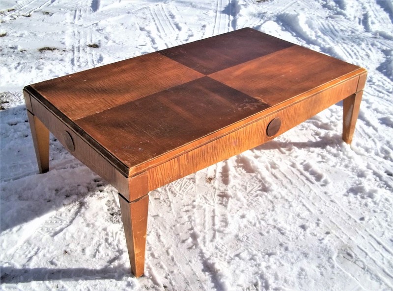 VINTAGE MID CENTURY TIGER MAPLE WOOD COFFEE TABLE